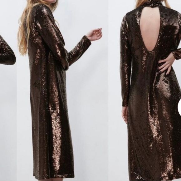 NWT ZARA SEQUIN KNIT DRESS SIZE SMALL - Picture 2 of 12